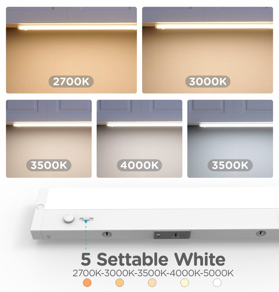 LED Under Cabinet Lighting Hardwired Or Plug in,18 Inch11W 1100LM Super Bright,Dimmable With Dimmer,120V 5CCT
