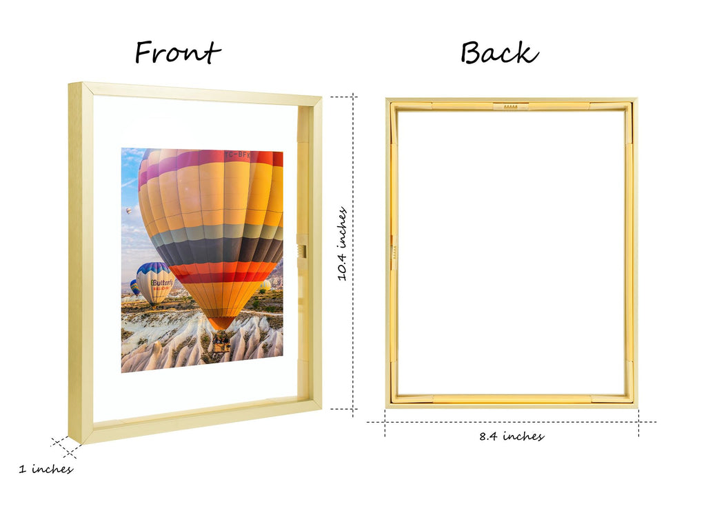 8x10 Gold Aluminum Floating Picture Frame, 3 Pack
