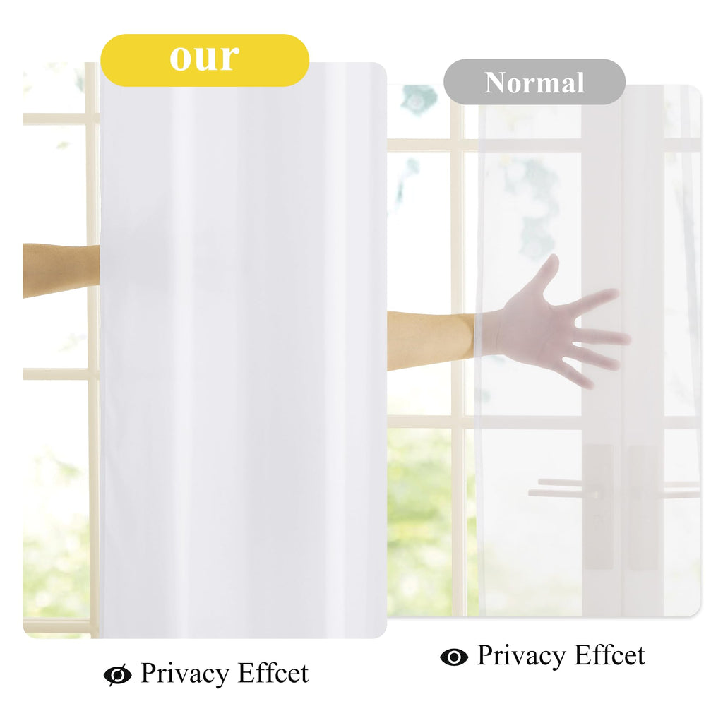 White Non-See-Through Light Filtering Curtains, Semi Sheer Privacy Grommet Drapes, 78 Inches Long 2 Panels, Cat Proof