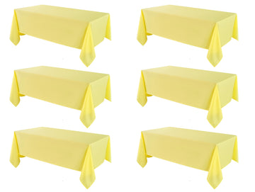 6 Pack Yellow Rectangle Tablecloths 60x120 Inch for 8ft Tables