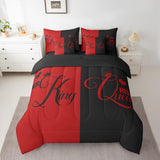 King and Queen Crown Bed in a Bag King Comforter Set 7 Pieces,Her King and His Queen Bedding Set,Romantic Valentine's