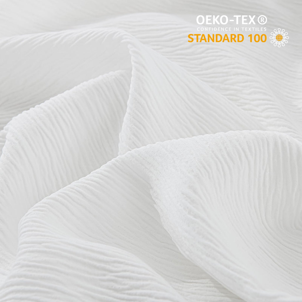 Textured Duvet Cover Set, White, Faux Cotton, 3 Piece