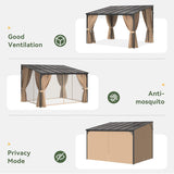 10'x12' Lean to Gazebo with Mosquito Net and Curtains, Alumi - Image 5