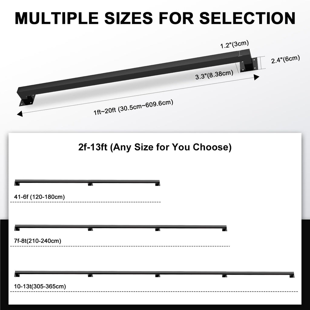 12FT Stair Railing Indoor, Black Metal Wall Mounted Handrail for Stairs, 500lbs Load Capacity Industrial Pipe Hand