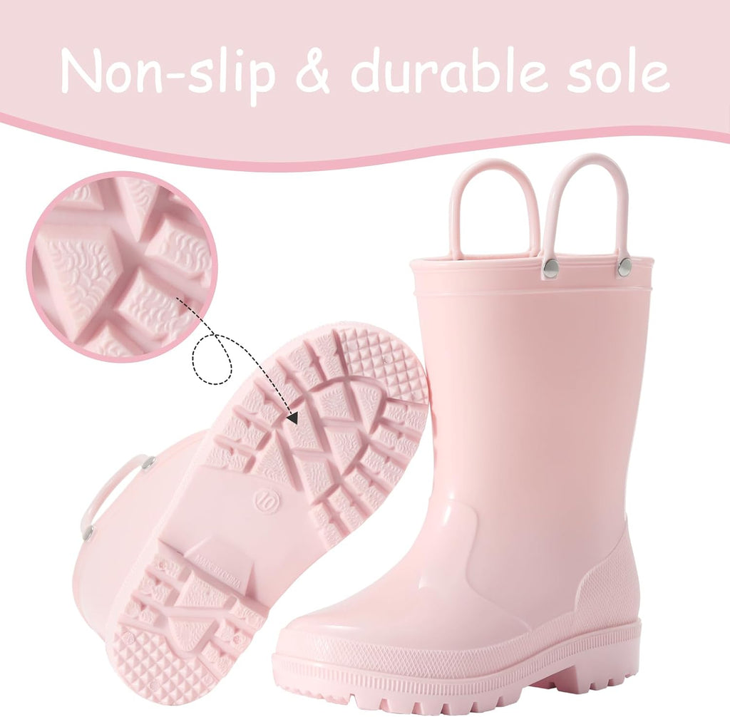 Kids Waterproof Easy-on Rain Boots