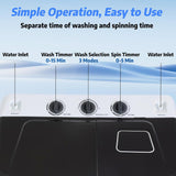 Portable 30Lbs Twin Tub Washing Machine Washer and Dryer Combo, Compact Laundry Machine with Drain Pump, Time Control