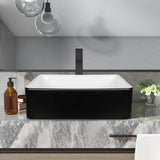 Ceramic Bathroom Sink, Black and White 19" x 15" Above Counter Porcelain Vessel Sink with Black Faucet and Pop up