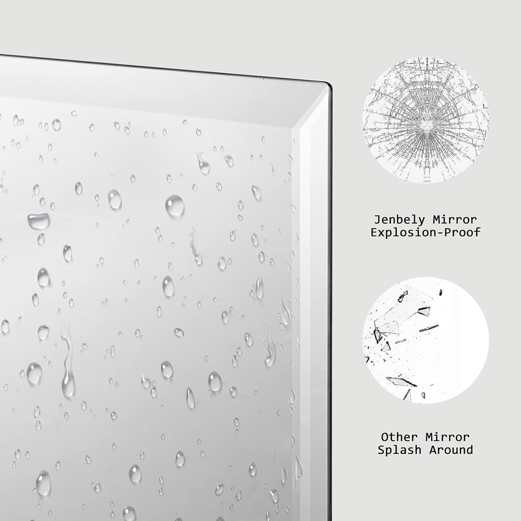 24x36 Inch Rectangle Frameless Mirror, Beveled Bathroom Mirror