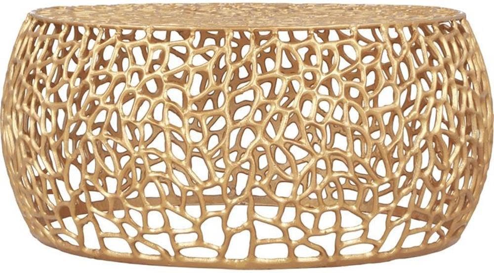 Priya Collection Modern | Contemporary Solid Aluminum Round Coffee Table with Intricate Design, 35" W x 35" D x 16" H