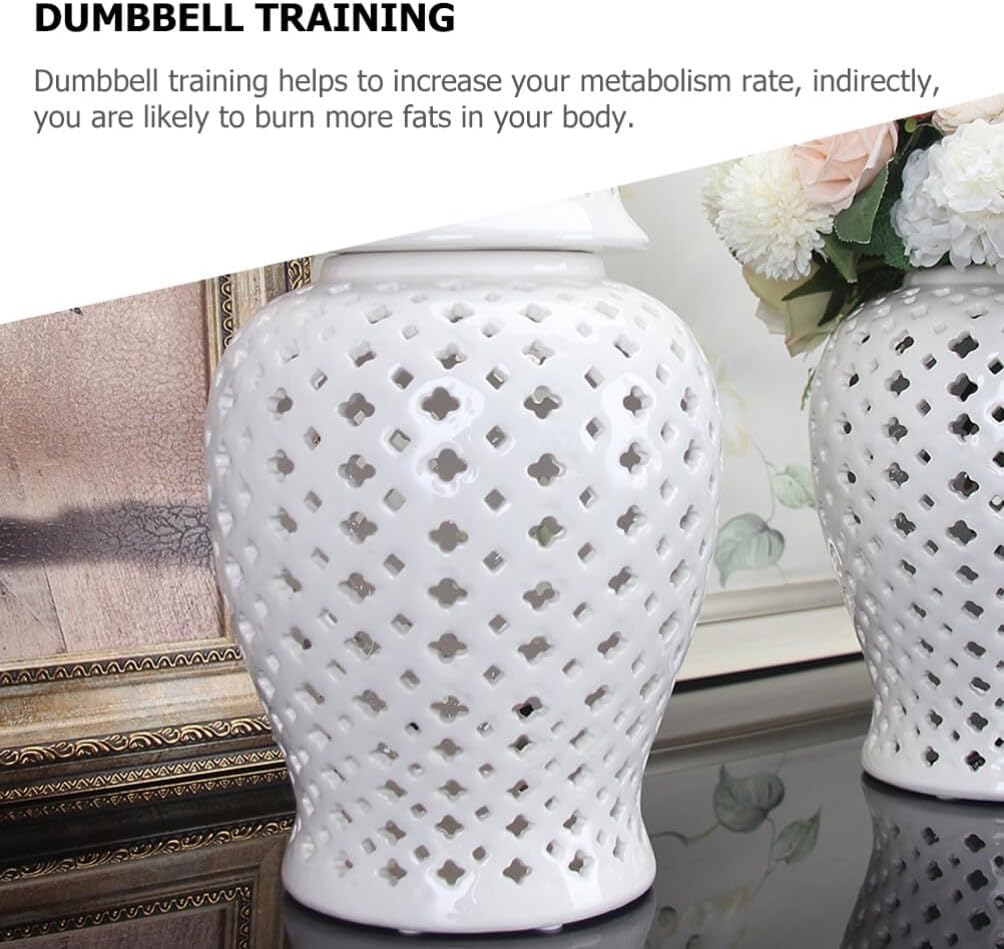 Ginger Jars Decor Traditional Pierced Ginger Jar with Lid Carved Lattice Decorative Temple Jar Cut Out Ceramic Vase
