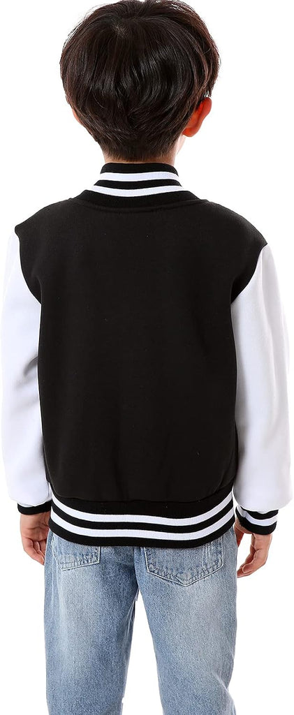 Kids Baseball Jackets Boys Girls Fit Varsity Jacket Casual Lightweight Plain Button Cardigan School Coat