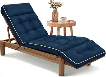 Chaise Lounge Cushion Outdoor, Memory Foam Replacement Patio Pool Lounge Chair Cushion with Ties for Outdoor