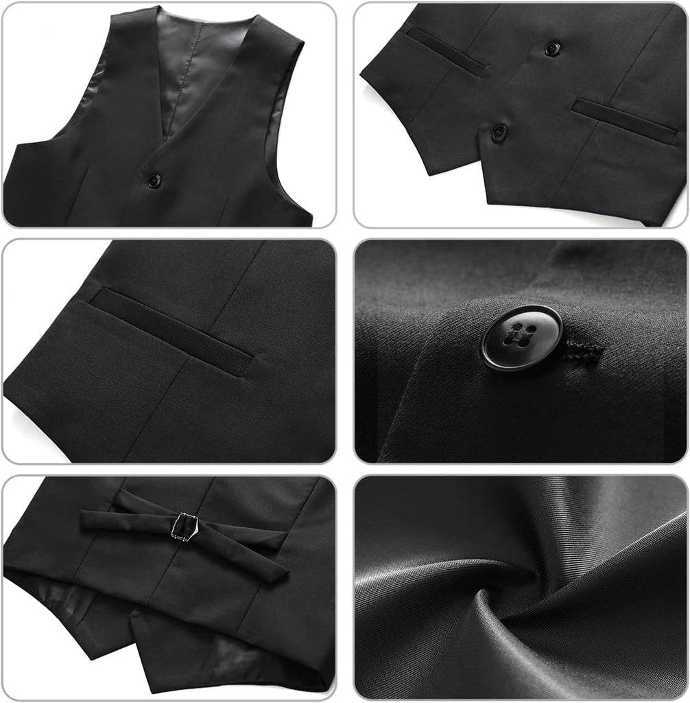 Boy Suits 3 Piece Slim Fit Formal Suit Set with Tuxedo Jacket Vest Pants for Kids Wedding Ring Bearer Party