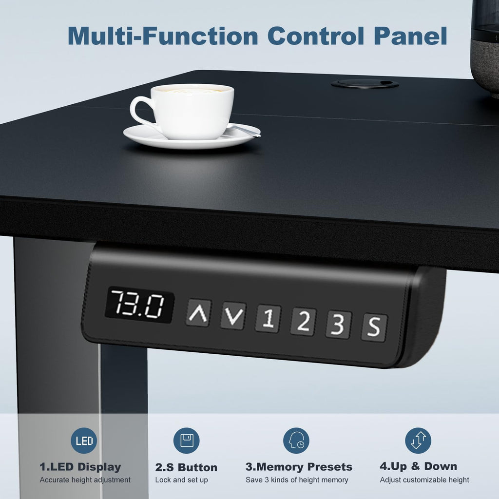 63 Inch Electric Standing Desk, Memory Adjustable Home Office Desk
