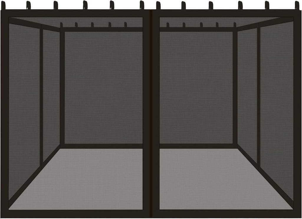 Replacement Gazebo Mosquito Netting 10x12FT, Universal Outdoor Pergola 4-Panel Patio Screen Walls with Zipper (Mosquito Netting ONLY, Black)