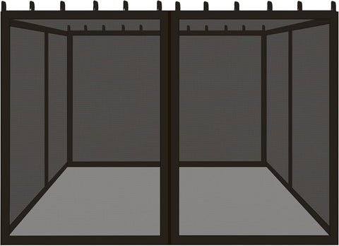 Replacement Gazebo Mosquito Netting 10x12FT, Universal Outdoor Pergola 4-Panel Patio Screen Walls with Zipper (Mosquito Netting ONLY, Black)