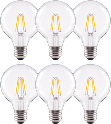 G25 LED Globe Light Bulbs, 60W Equivalent 500 Lumens, E26 Base Dimmable 2700K Soft Warm White, CRI 90+ Edison Vanity