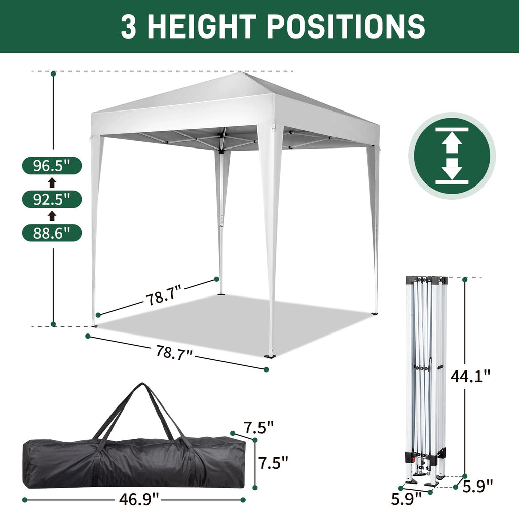 6.5x6.5ft Pop Up Canopy Tent with Carry Bag White