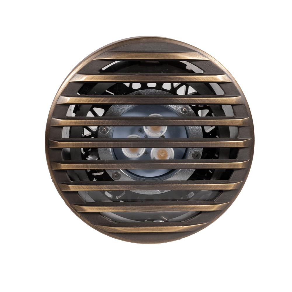 12V Drive-Over Rated PAR36 Well Light with Cast Brass Grate (Bronze)
