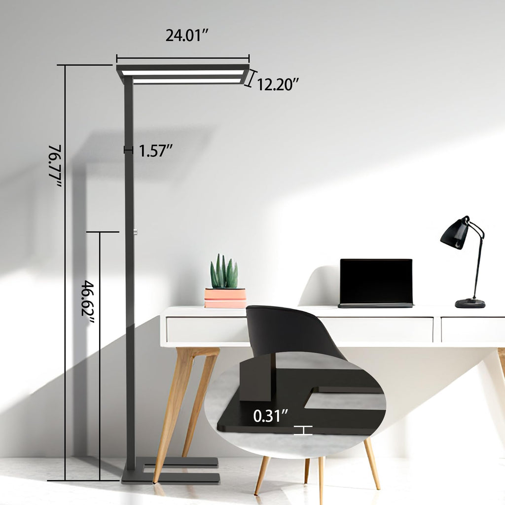 76" Led Floor Lamp, 105W Eye-Care Free-Standing Lamp, Black