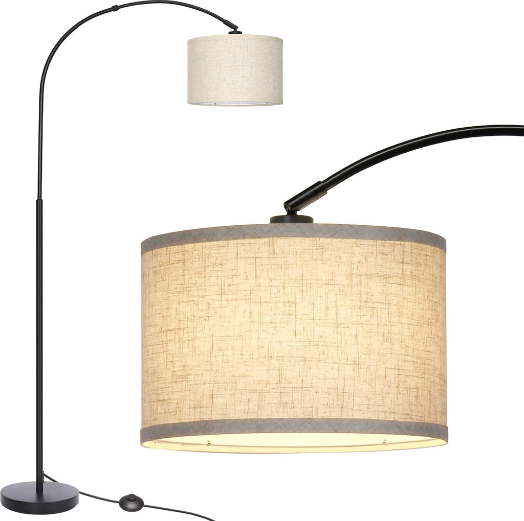Arc Floor Lamps, Modern Standing Lamp with Adjustable Hanging Drum Shade, Tall Pole Lamp with Foot Switch, Over