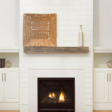 Vail Fireplace Mantel Shelf - 72 Inch Wide x 4 Inch Tall - Driftwood Finish, Rustic, Distressed, Wall Mounted Shelf