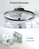 Ceiling Fans with Lights and Remote, 20'' Low Profile Ceiling Fans, 3000-6000K Dimmable Modern Flush Mount LED Fan Light, Fandelier Ceiling Fan for Bedroom, Kitchen, Living Room, Black A101-B0DNFGXWWJ