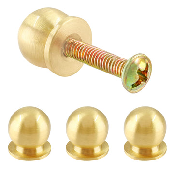 4 Packs Mini Round Solid Brass Knobs, 1/2 Inch, Gold