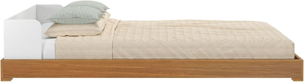 Mid-Century Modern Floor Bed, White/Pecan