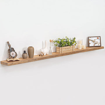 Live Edge Floating Shelves for Wall, 8" Deep Rustic Solid Elm Wood Wall Shelves with Invisible Bracket, Farmhouse