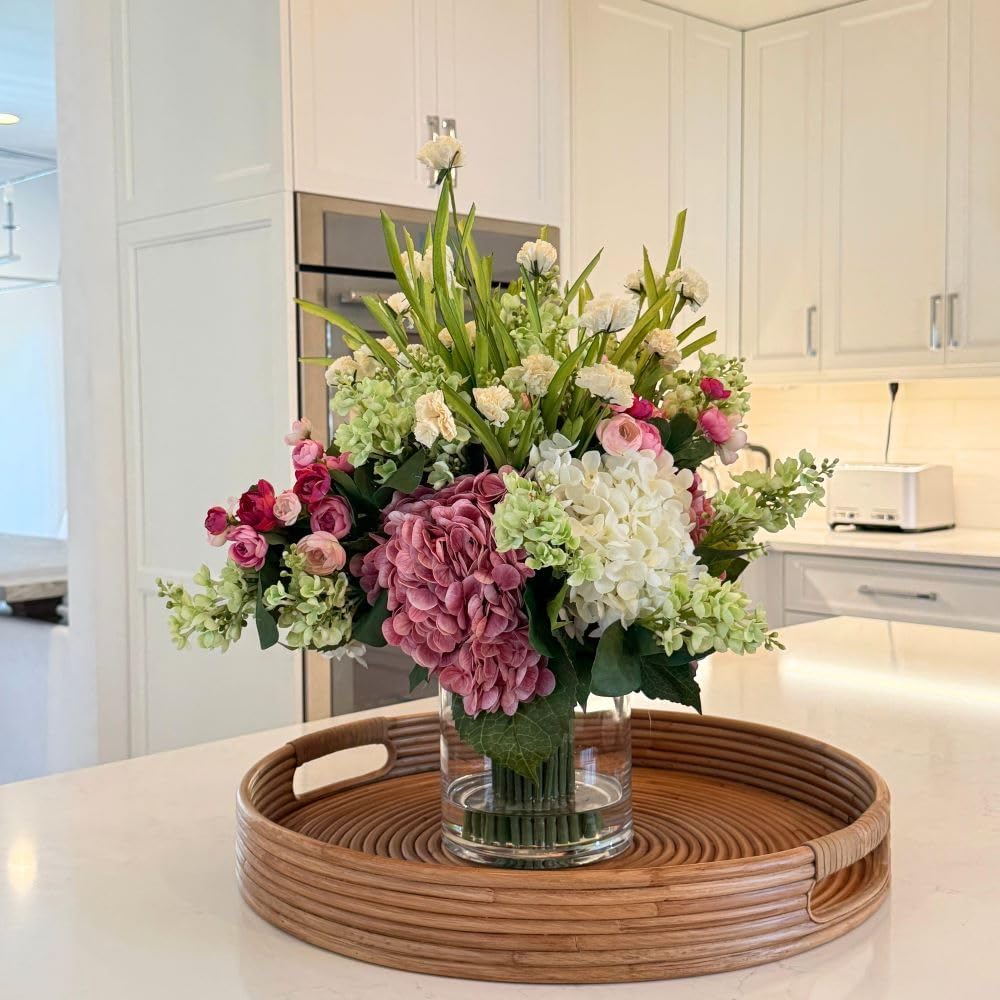 Faux Floral Arrangement, Large-Size Premium Artificial Indoor Flower Display with Beautiful Blooms