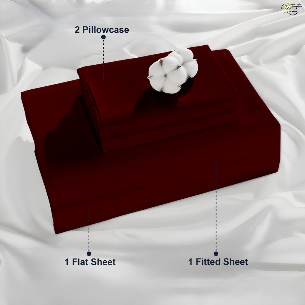 Premium Quality 100% Egyptian Cotton 4 Piece Olympic Queen Size Bed Sheet Set Fits 12 inch Deep Pocket Mattress