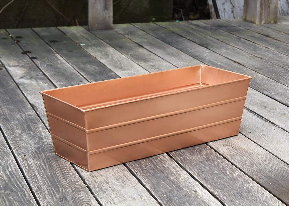 Copper Plated Flower Box, Medium Window Flowerbox Planter