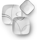 18-Piece Service for 6 Dinnerware Set Triple Layer Glass and Chip Resistant, Lightweight Square Plates and Bowls Set