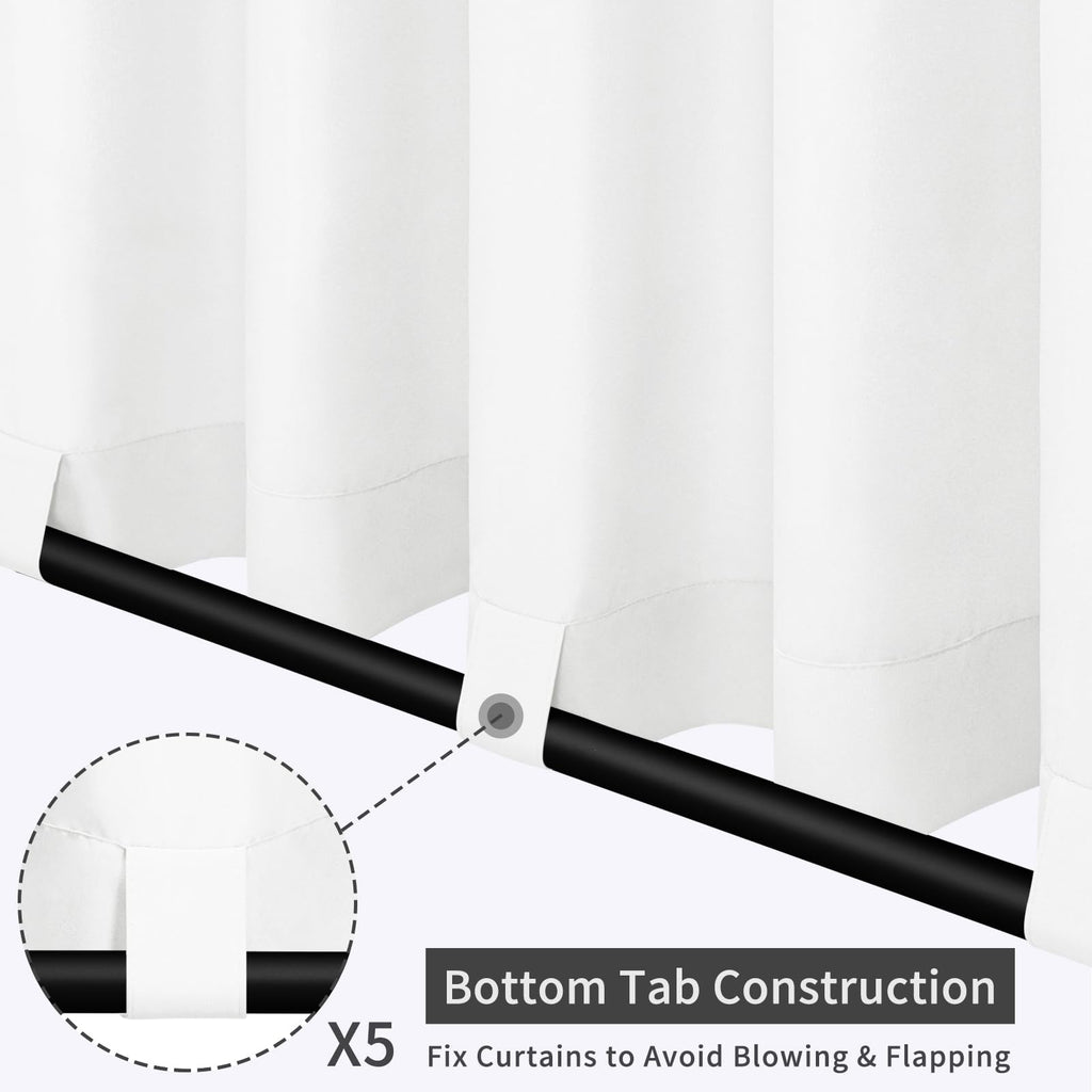 Outdoor Patio Curtains 2 Panels, 110x96 inch, White