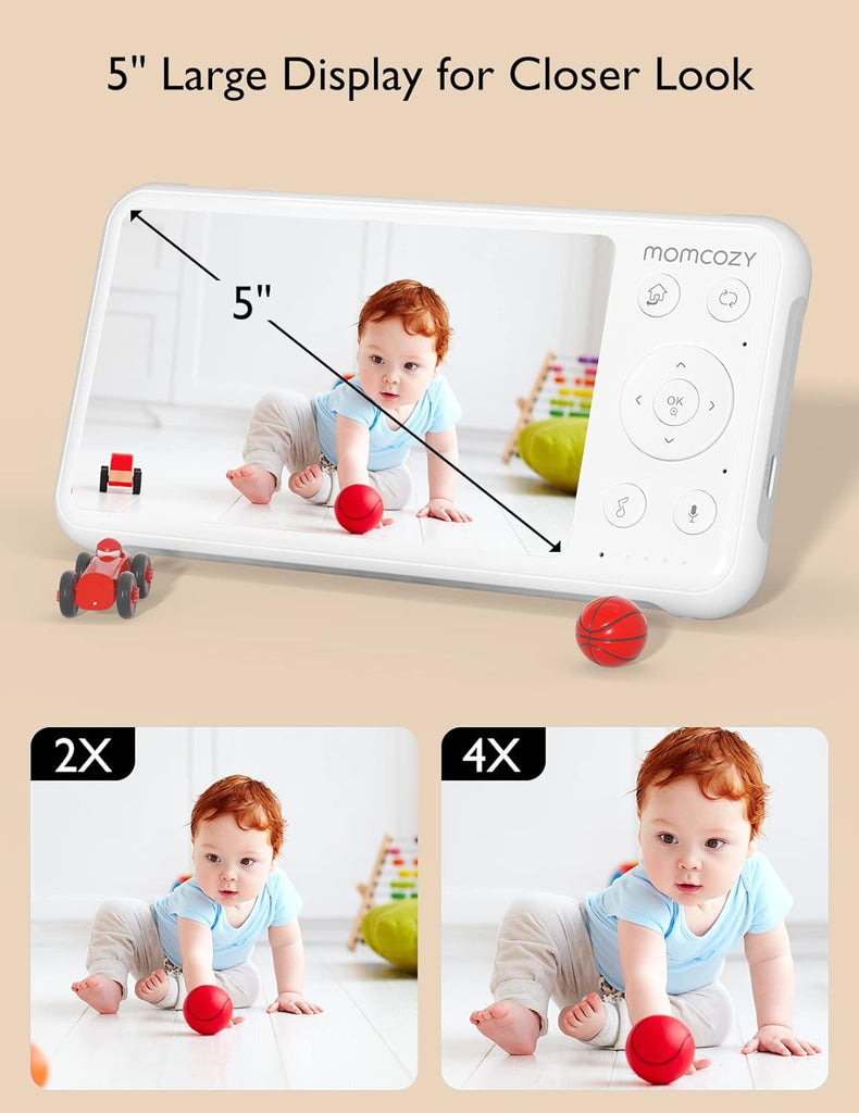 BM01 Baby Monitor with 2 Cameras, 5'' 1080P Split Screen & no WiFi