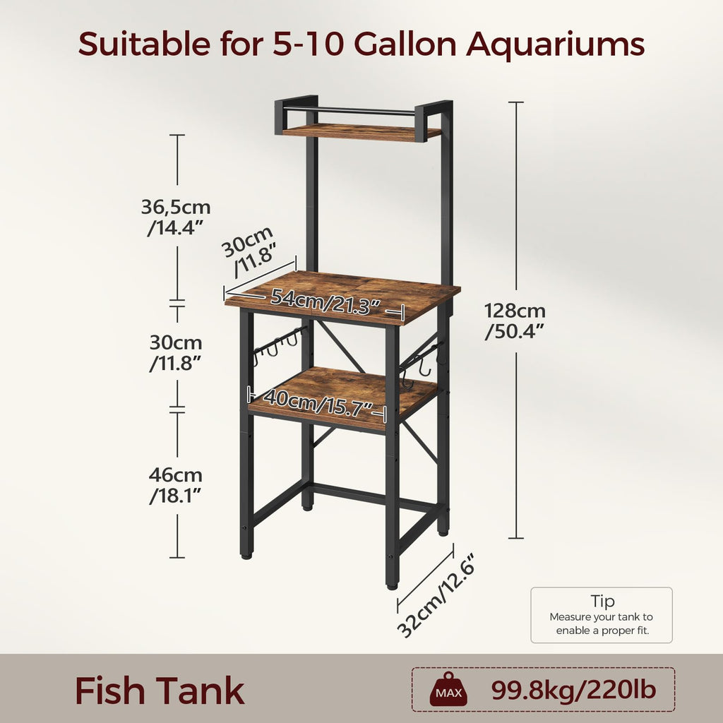 5-10 Gallon Fish Tank Stand, Aquarium Stand with Adjustable Shelf