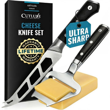 Cheese Knife Set, 5" Knife & 3.5" Slicer for Soft & Hard Cheese