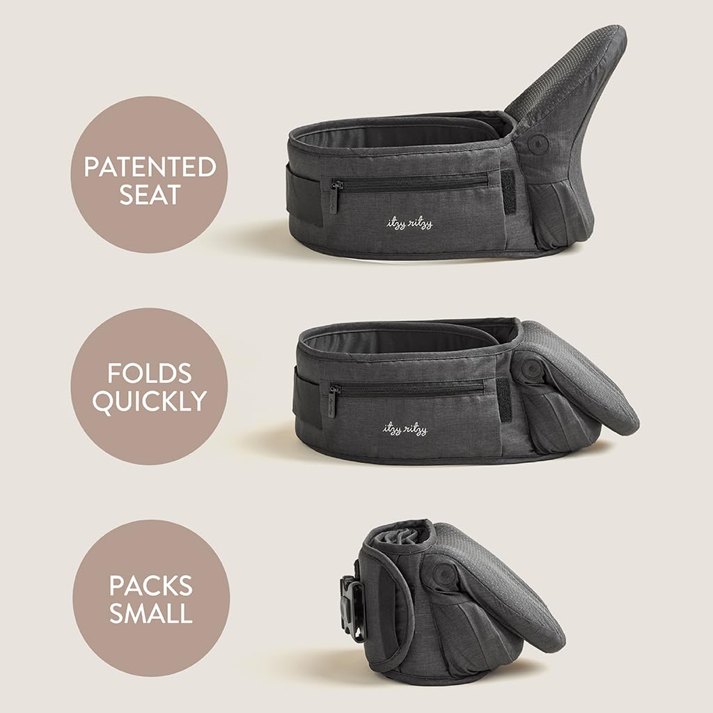 Hip Seat Baby Carrier, Foldable Infant & Toddler Carrier (Black)