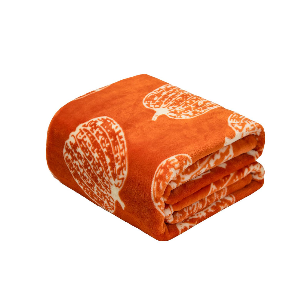 Pumpkin Printed Throw Blanket for Couch, Orange Fall Decor