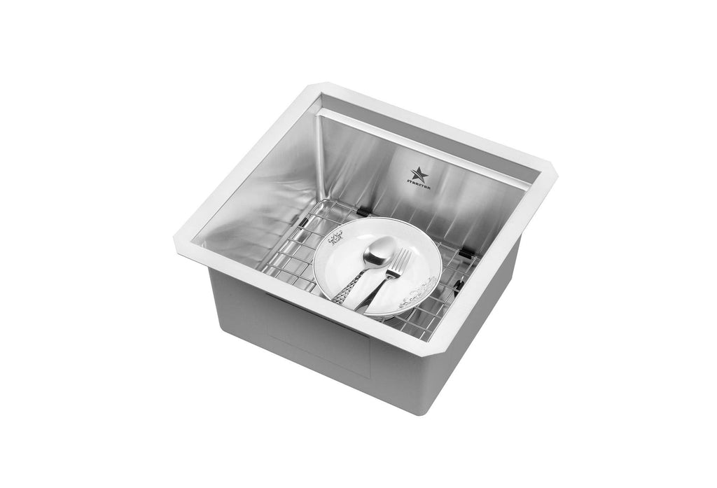 Workstation Ledge Undermount Single Bowl 304 Stainless Steel Kitchen Sink, With Grid, Cutting Board (15 x 15)