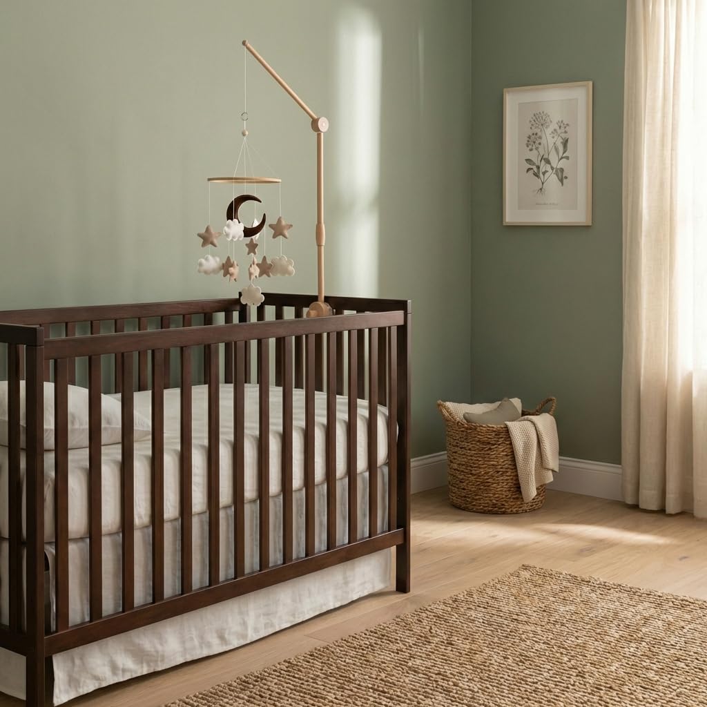 Baby Mobile for Crib - Modern Boho Cloud Nursery Decor, Brown & Tan