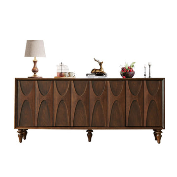 63" Sideboard Buffet Cabinet, Mid-Century Modern Walnut Credenza