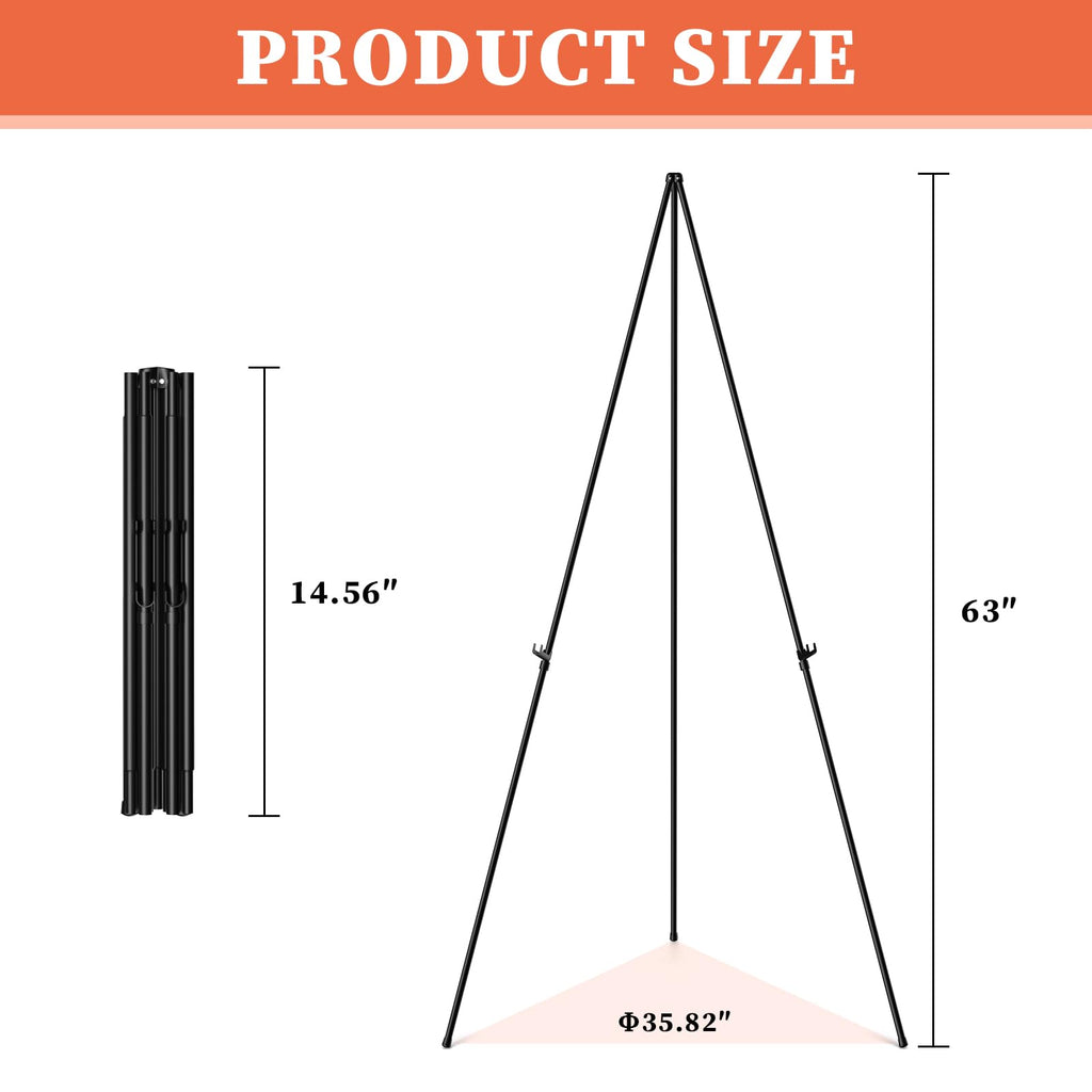 Easel Stand for Sign, 63" Portable Easels Stand for Display, Lightweight Adjustable Tripod Art Easel Stand for