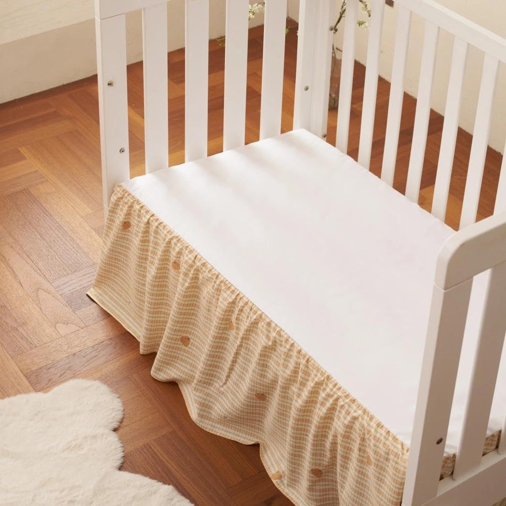 Crib Skirt with Platform, Ruffled Wave Design Baby Bed Skirt