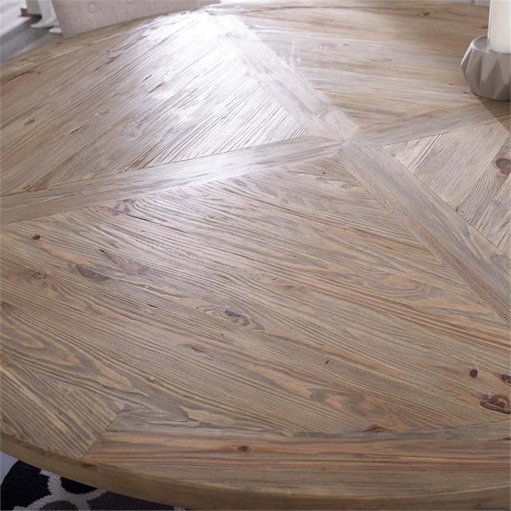 Stitch 71" Rustic Farmhouse Wood Round Kitchen and Dining Room Table, Brown