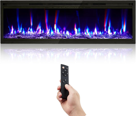 GarveeHome 50 in Electric Fireplace Wall Mounted/Recessed with Remote Control