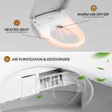 Elongated Electric Bidet Toilet Seat with Endless Warm Water, Heated Seat, Dual Front and Rear Wash, Warm Air Dryer, LED Night Light