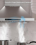 30 Inch Stainless Steel Wall Mount Range Hood 900 CFM 4 Speed Gesture, Touch & Remote Control Convertible Ducted/Ductless