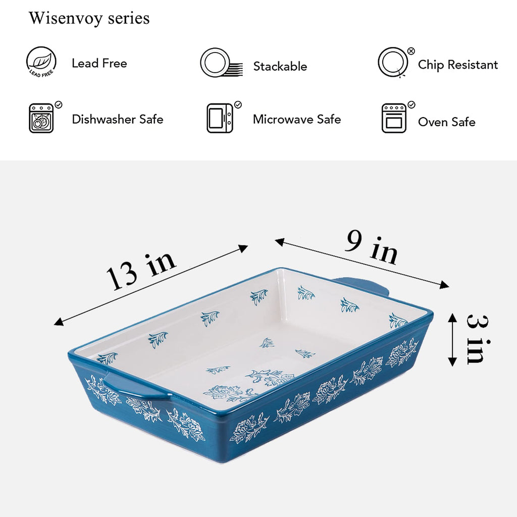Ceramic Baking Dish Set - 13x9 Lasagna Pan & Casserole Dish